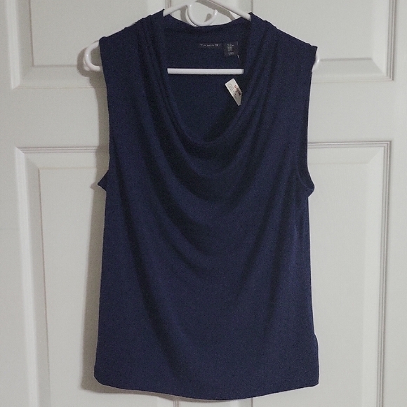 Tahari Tops - Tahari Navy Blue Sleeveless Drop Top NWT Size XL
